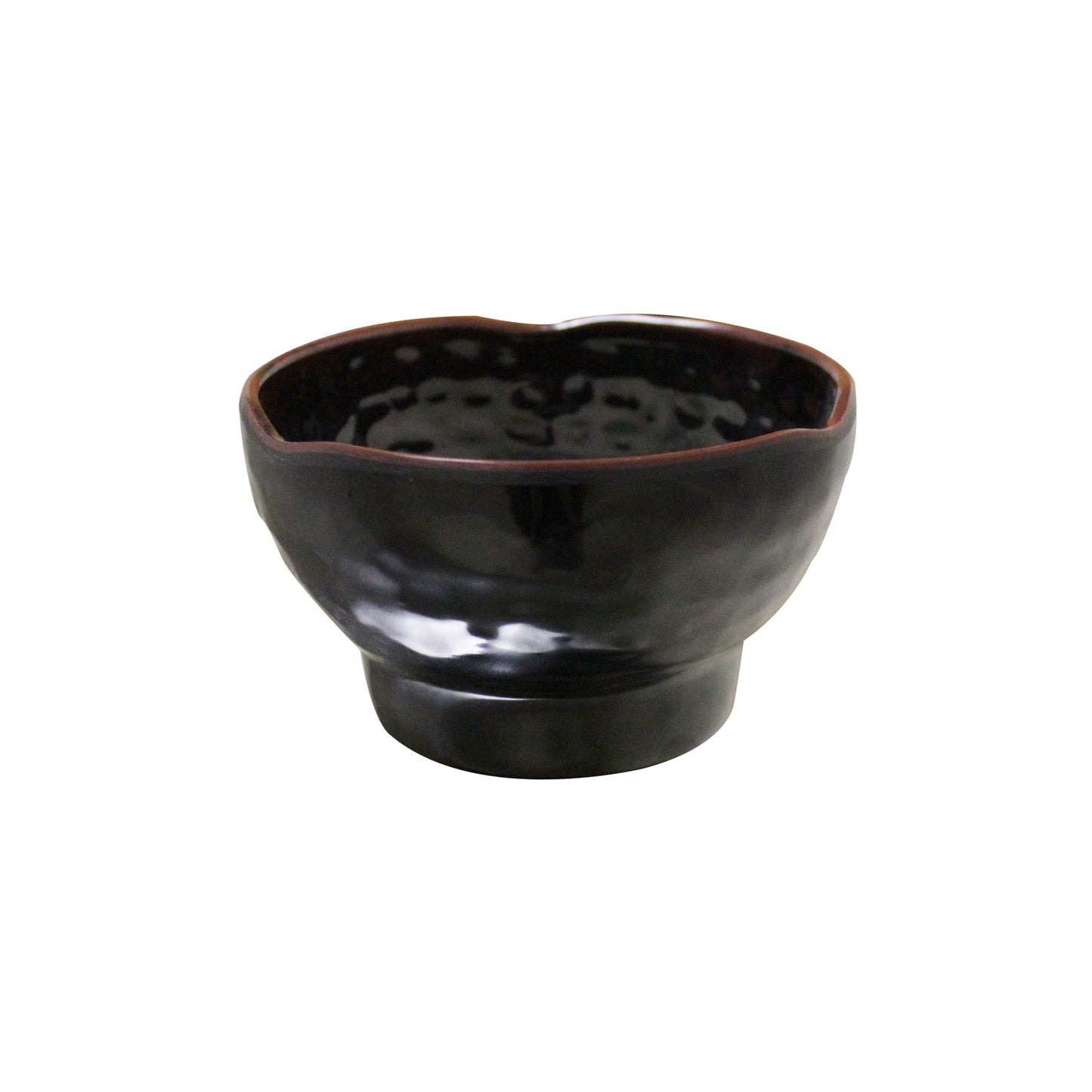 Thunder Group 3704TM Tenmoku Black 10 oz. Round Melamine Wave Rice Bowl - 12/Case