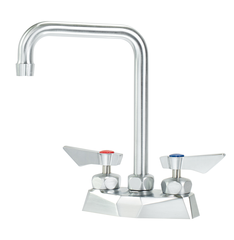 Krowne DX-301 Deck Mount Faucet w/ 6" Double Bend Gooseneck Spout - 4" Centers