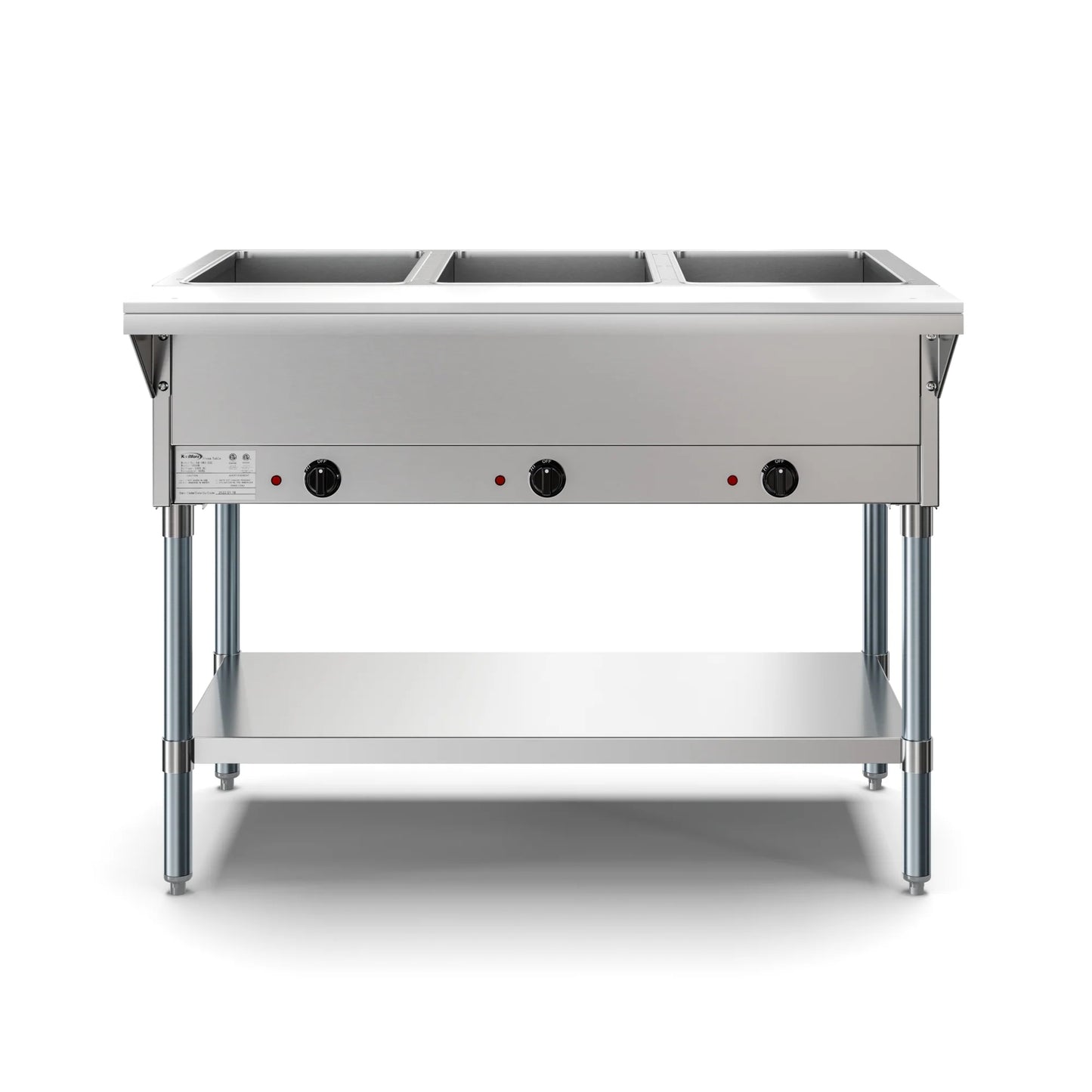 Koolmore KM-OWS-3 3-Pan Open Well Electric Steam Table With Undershelf, 120V