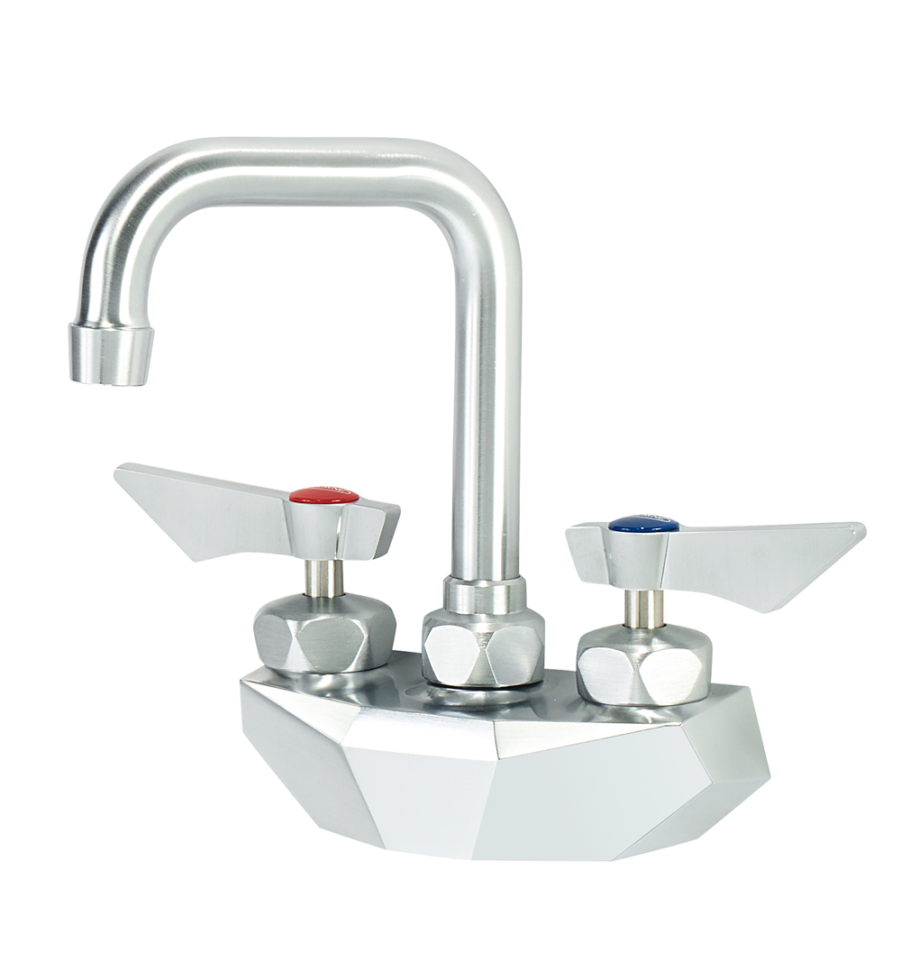 Krowne DX-400 Wall Mount Faucet w/ 4 1/2" Double Bend Gooseneck Spout - 4" Centers