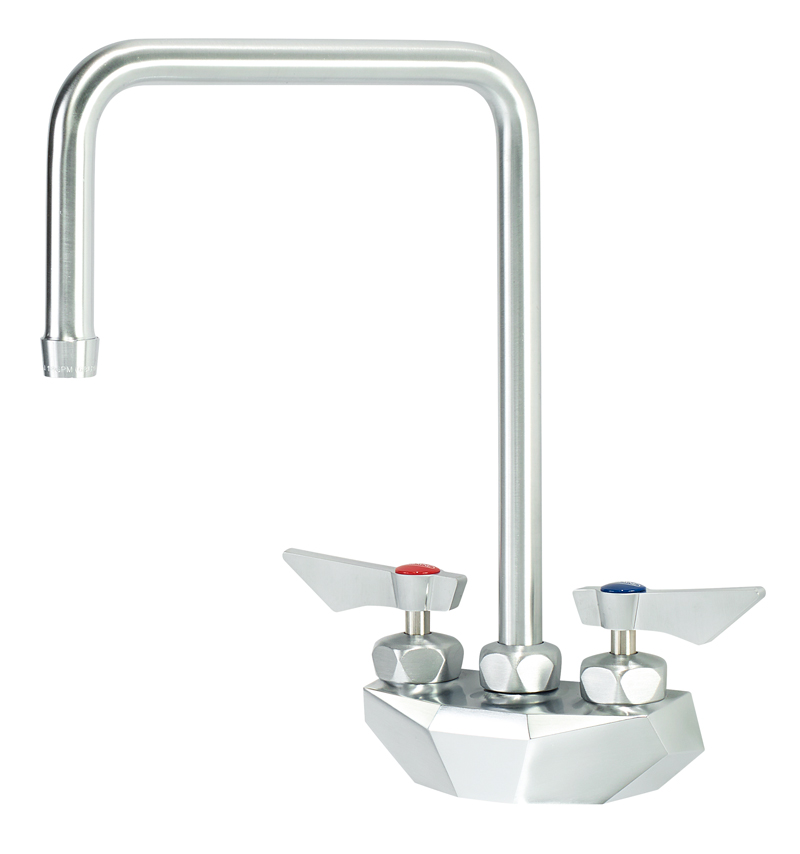 Krowne DX-402 Wall Mount Faucet w/ 8 1/2" Double Bend Gooseneck Spout - 4" Centers