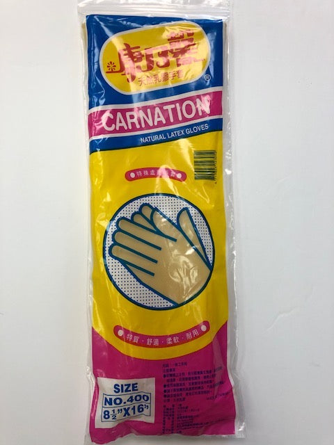 CARNATION Natural Latex Gloves #400, 8-1/2 x 16 inch (GLV-TWYLW400)