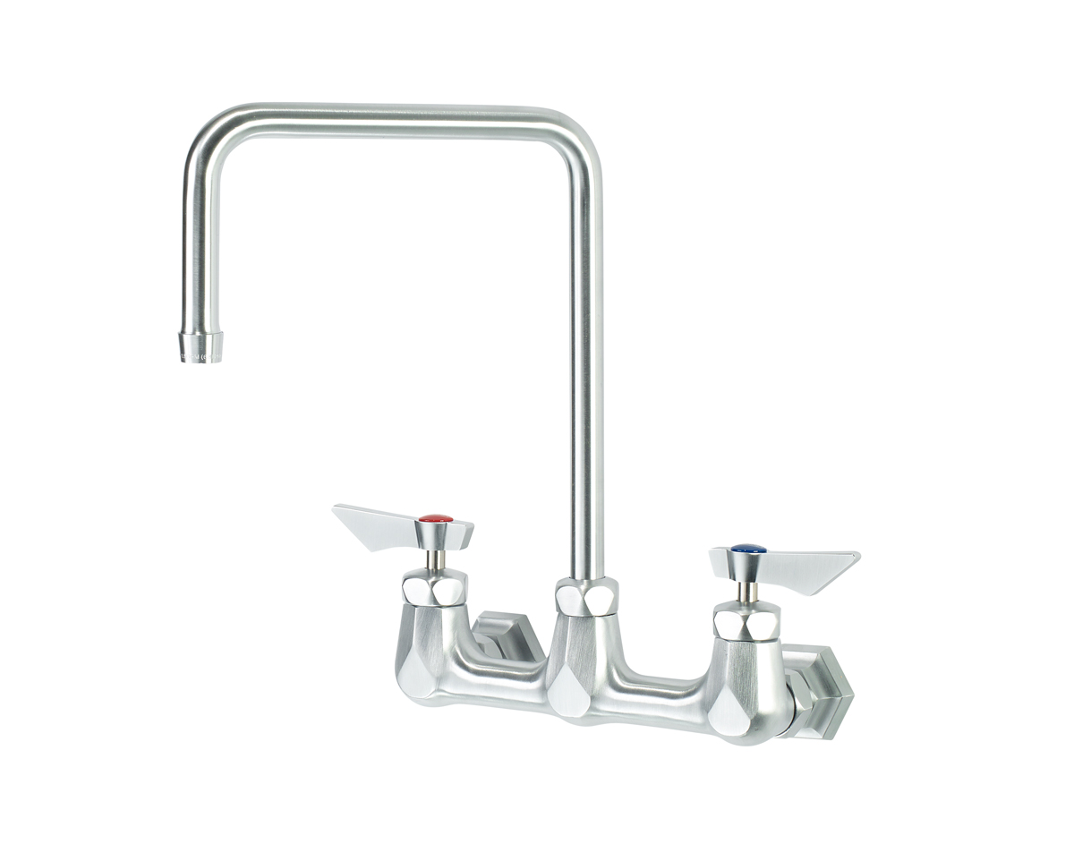 Krowne DX-802 Wall Mount Faucet w/ 8 1/2" Double Bend Gooseneck Spout - 8" Centers