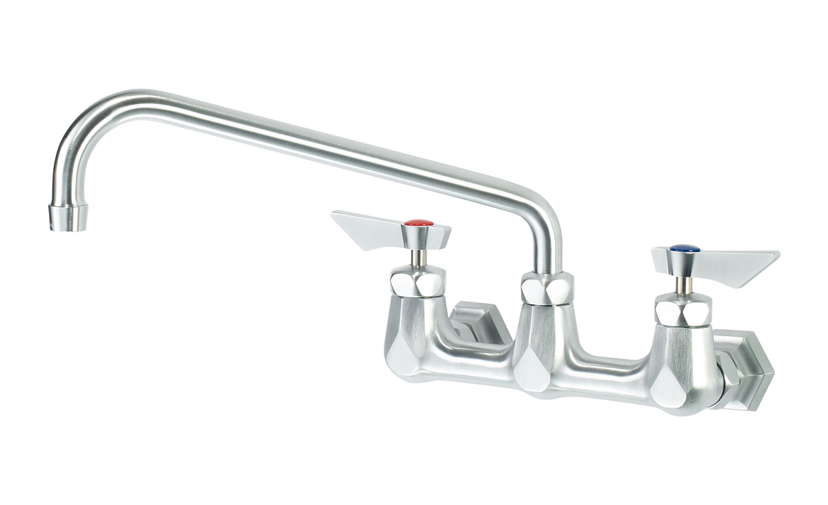 Krowne DX-812 Wall Mount Faucet w/ 12" Swing Spout - 8" Centers
