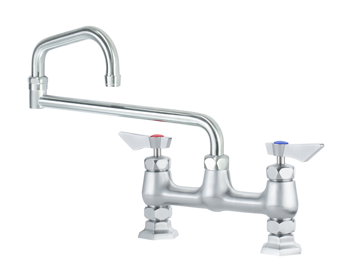 Krowne DX-918 Deck Mount Faucet w/ 18" Double Jointed Swing Nozzle - 8" Centers