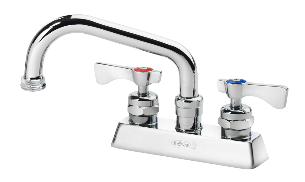 Krowne 15-350L Deck Mount Laundry Tub Faucet w/ 6" Swing Spout & Lever Handles - 4" Centers, Chrome Plated