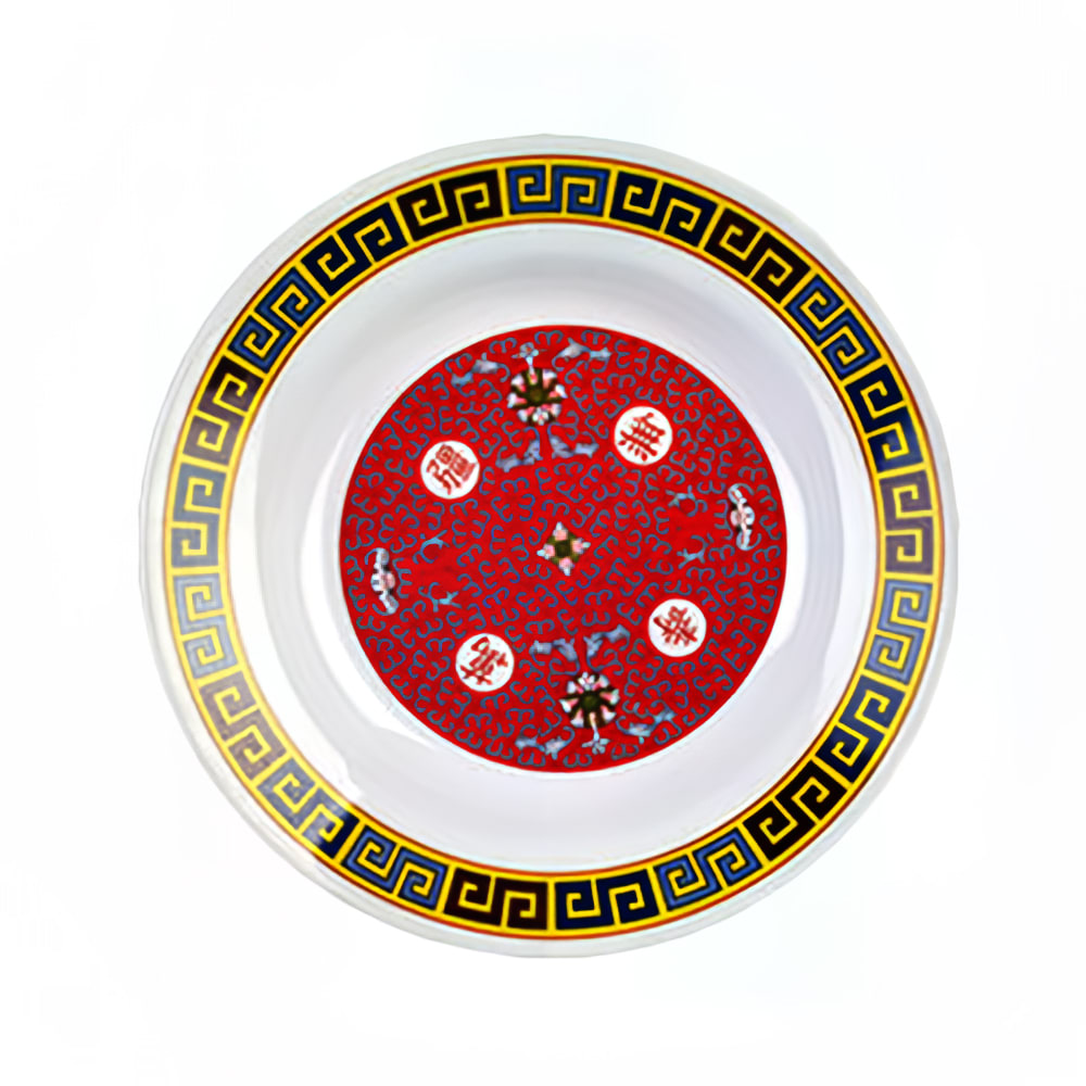 Thunder Group 1110TR 10 3/8" Round Longevity Soup Plate - Melamine, Red/White