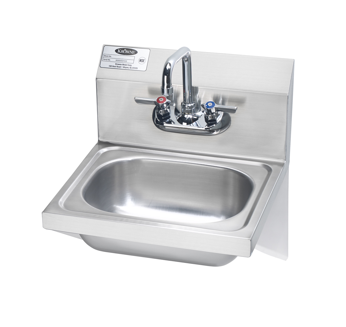 Krowne HS-10 Wall Mount Commercial Hand Sink w/ 12 1/2"L x 9 3/4"W x 5 43/64" D Bowl, Gooseneck Faucet