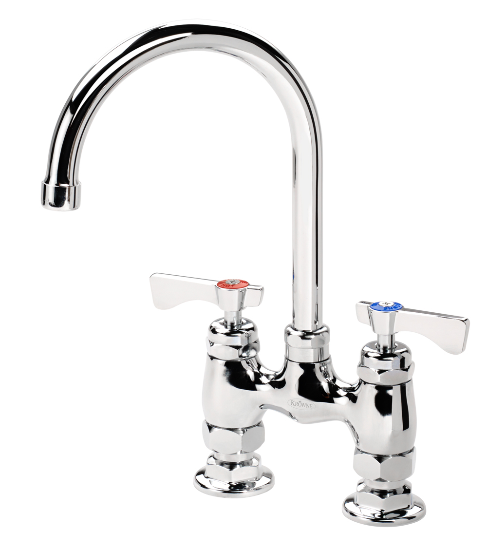 Krowne 15-401L Deck Mount Faucet - 6" Gooseneck Spout, 4" Centers
