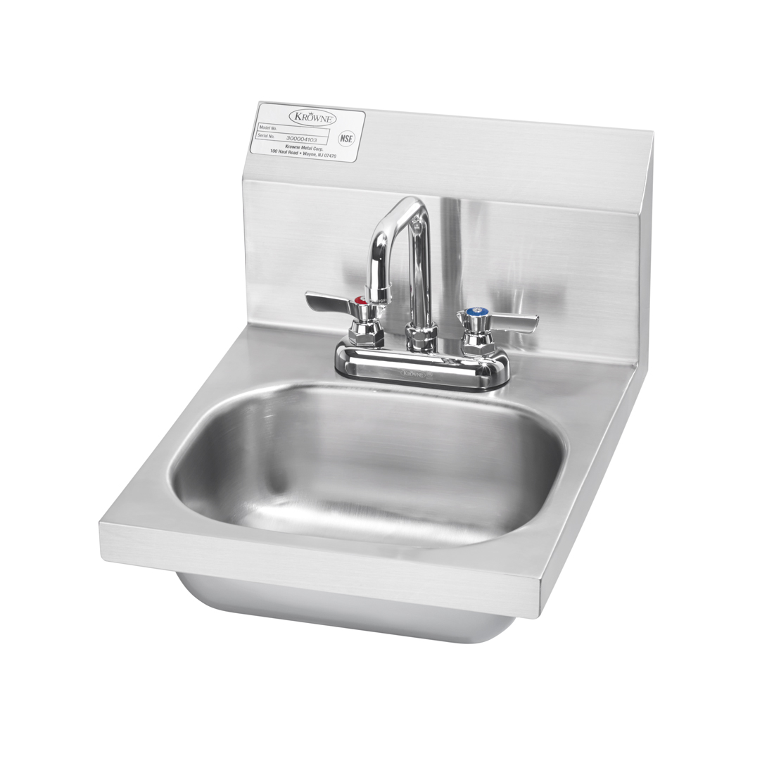 Krowne HS-18 Wall Mount Commercial Hand Sink w/ 12 3/8"L x 9 5/8"W x 5 3/4"D Bowl, Gooseneck Faucet