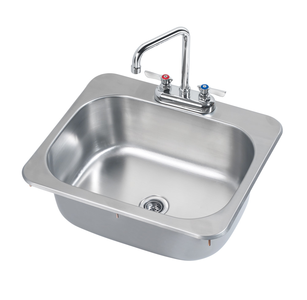 Krowne HS-2017 Drop-in Commercial Hand Sink w/ 17 3/4"L x 12 3/4"W x 7 3/4"D Bowl, Gooseneck Faucet
