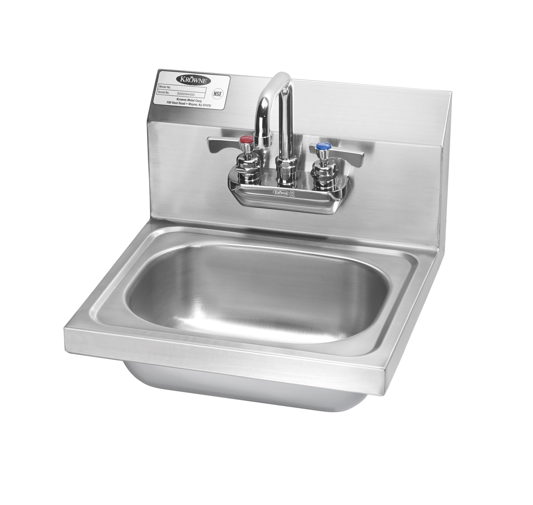 Krowne HS-22 Wall Mount Commercial Hand Sink w/ 14"L x 10"W x 6"D Bowl, Gooseneck Faucet
