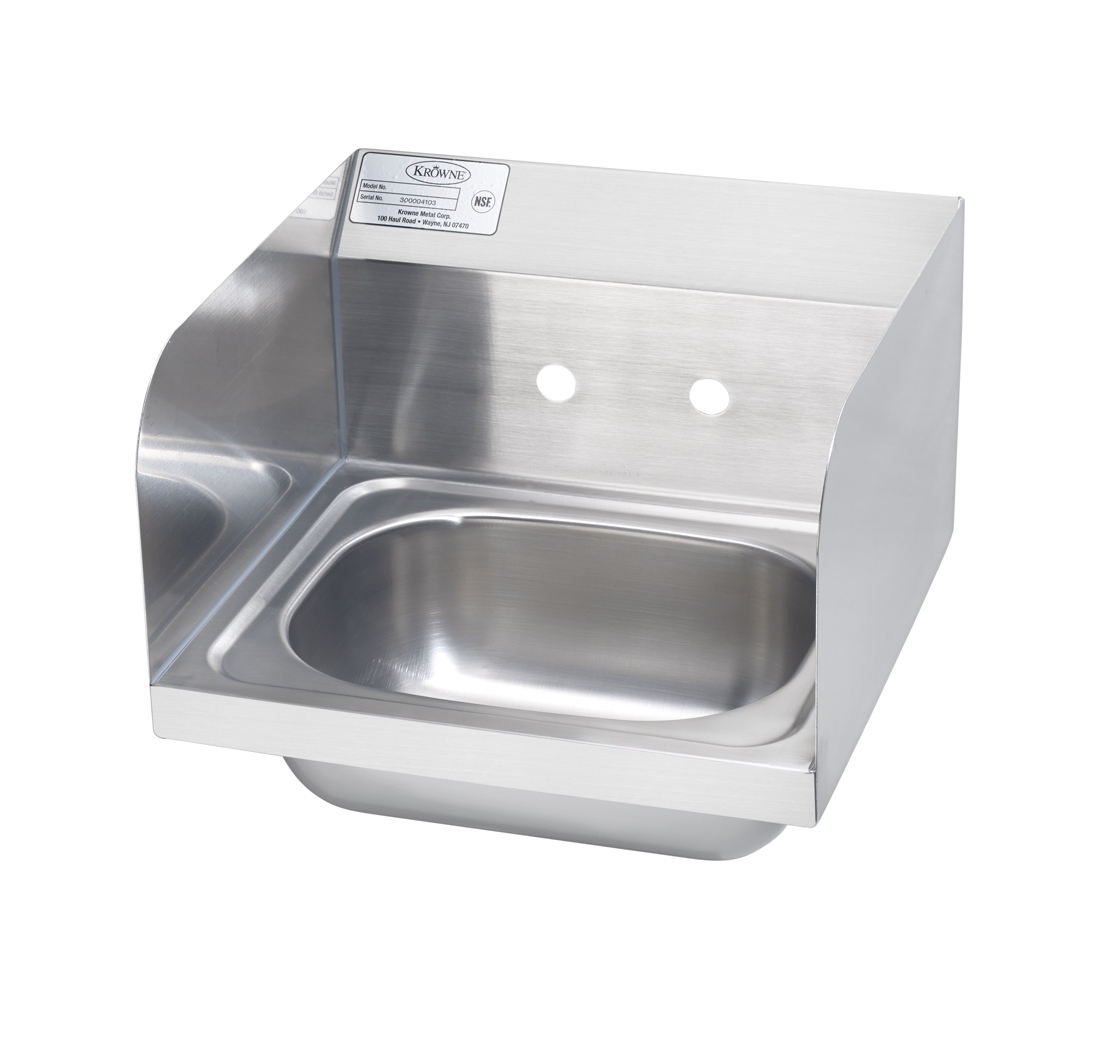 Krowne HS-26-LF Wall Mount Commercial Hand Sink w/ 14"L x 10"W x 6"D Bowl, Side Splashes