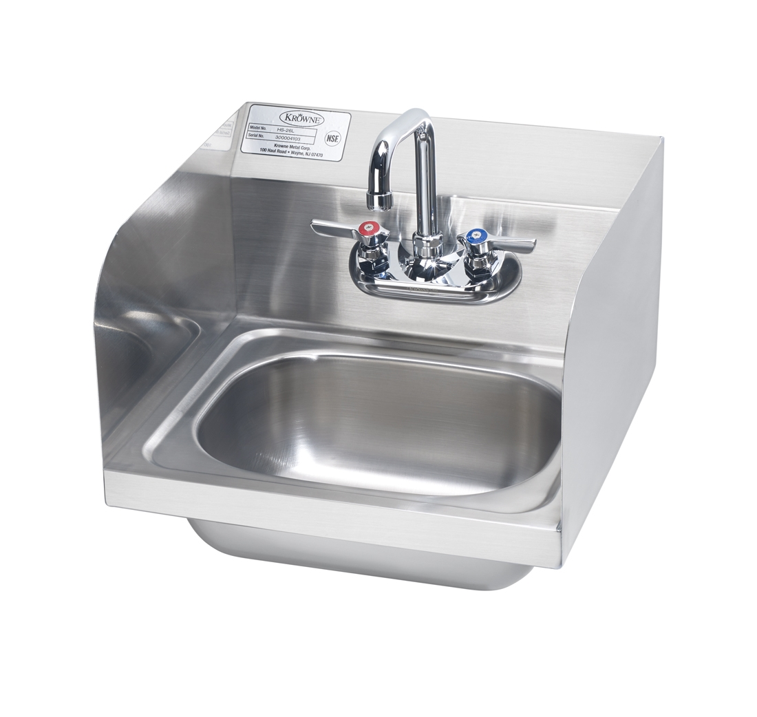 Krowne HS-26L Wall Mount Commercial Hand Sink w/ 14"L x 10"W x 6"D Bowl, Gooseneck Faucet