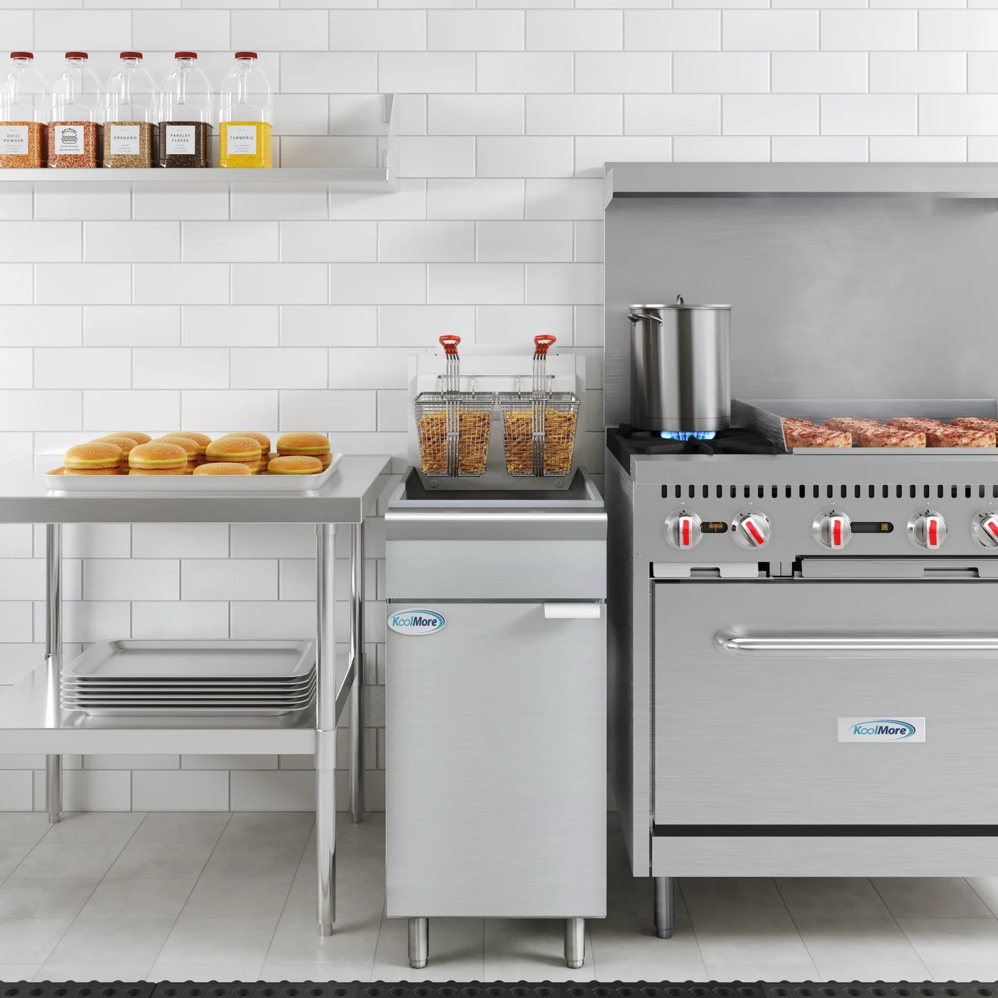 Koolmore KM-FDF40-NG 40 lb. Natural Gas Stainless Steel Floor Fryer - 90,000 BTU
