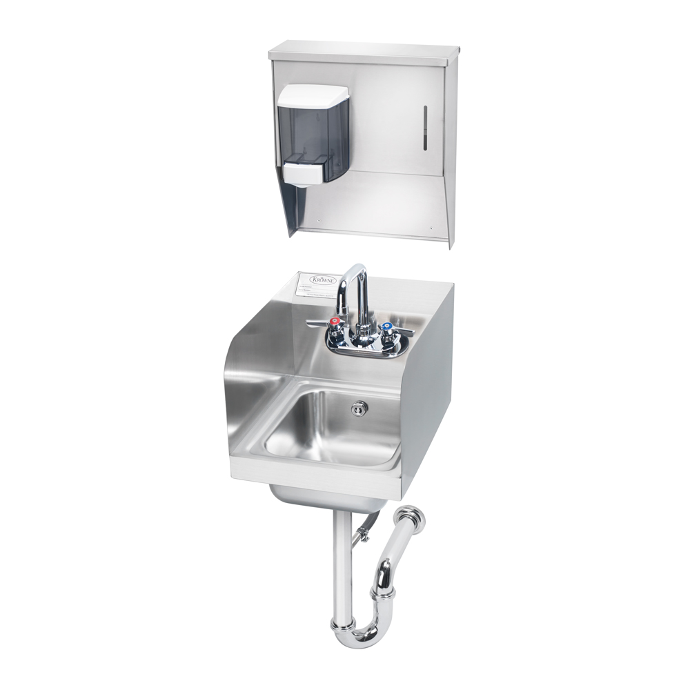 Krowne HS-32 Wall Mount Commercial Hand Sink w/ 9 3/4"L x 12 1/2"W x 5 5/8"D, Side Splashes