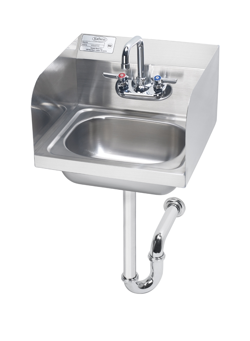 Krowne HS-5 Wall Mount Commercial Hand Sink w/ 12 1/2"L x 9 3/4"W x 5 5/8"D Bowl, Gooseneck Faucet