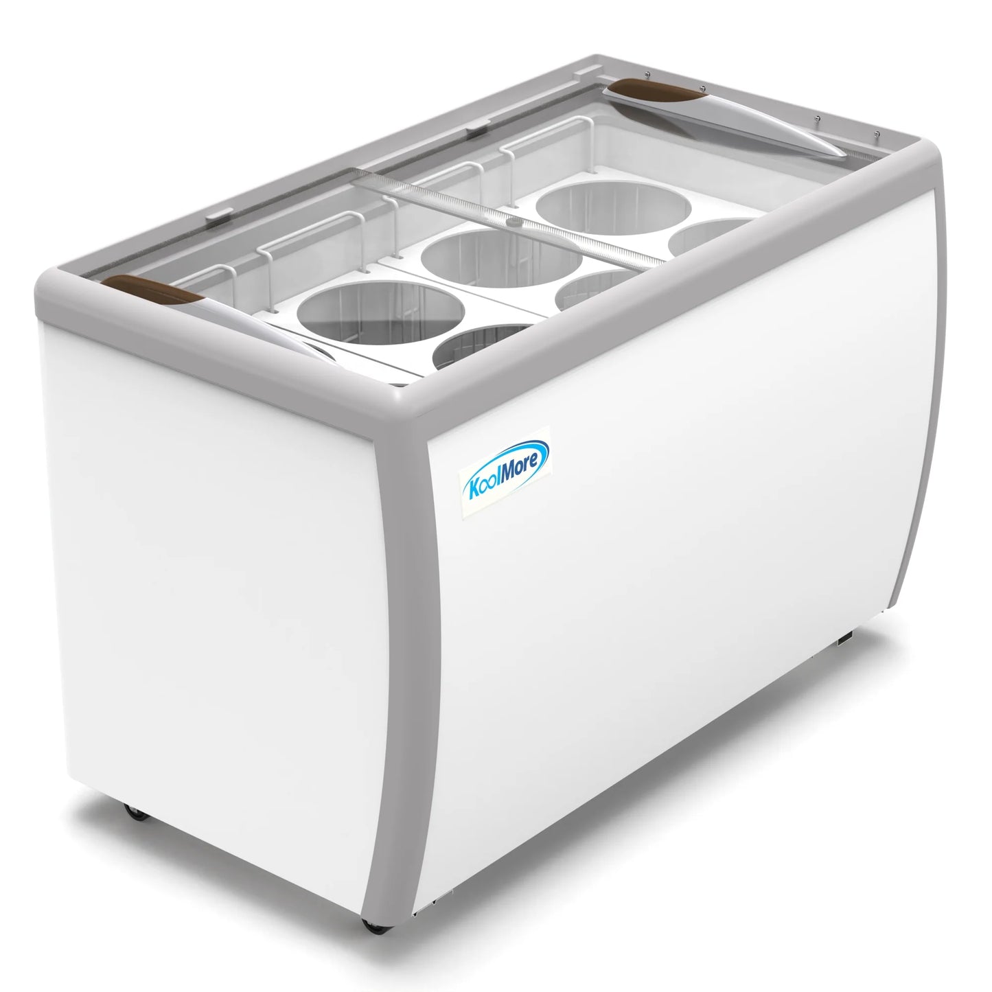 Koolmore KM-ICD-49SD 50 In. Commercial 8 Tub Ice Cream Dipping Cabinet Display Freezer With Sliding Glass Door- 13 Cu Ft.