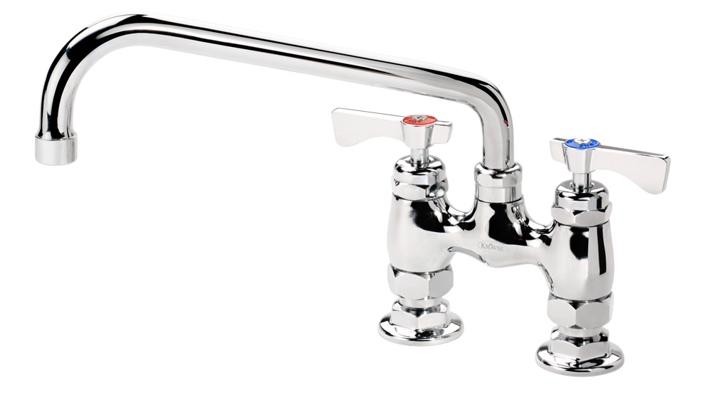 Krowne 15-410L-L-G3 Raised Deck Mount Faucet w/ 10" Swing Spout & Lever Handles - 4" Centers, 1.0 GPM