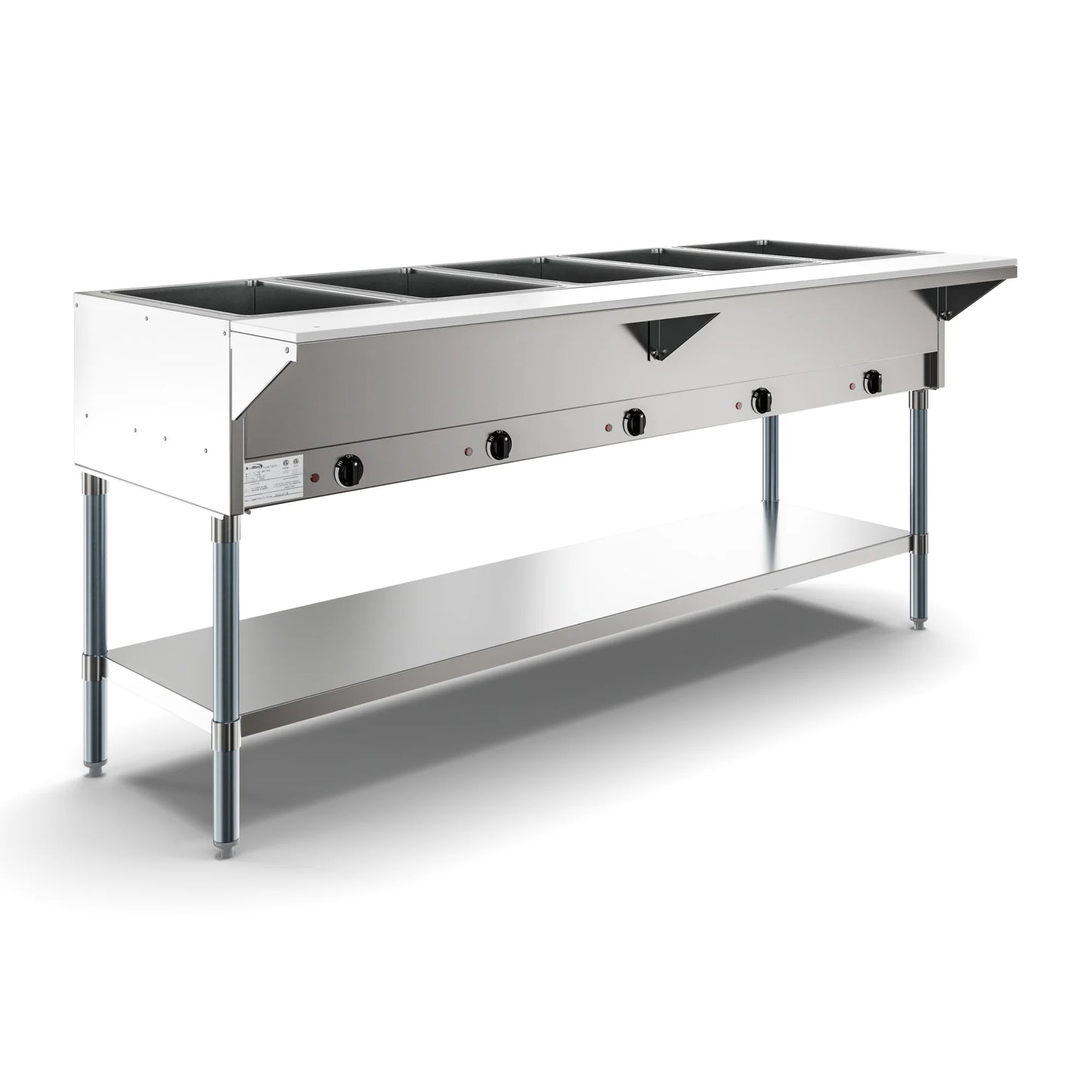 Koolmore KM-OWS-5 5-Pan Open Well Electric Steam Table With Undershelf, 240V