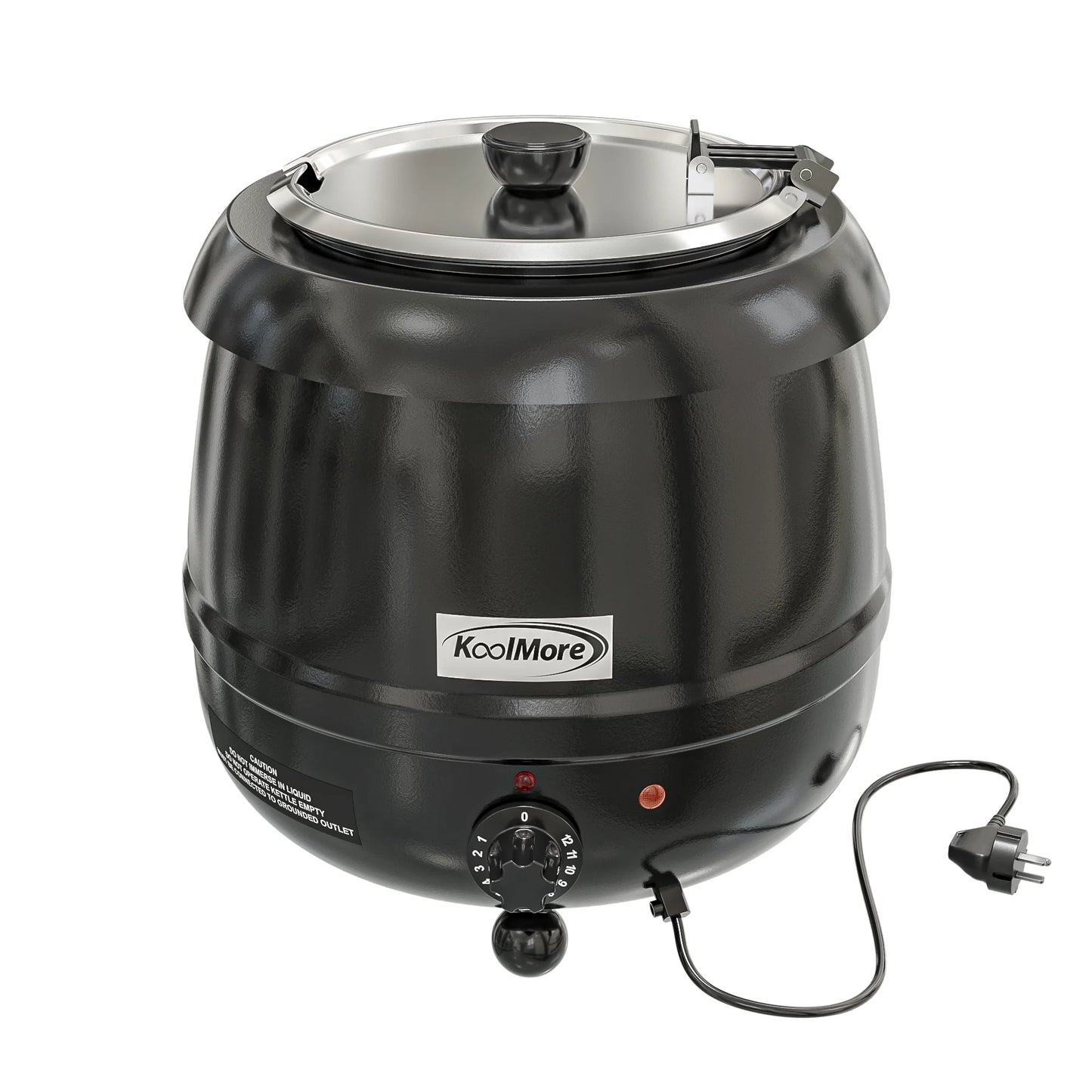 Koolmore SK-BK-3G 11.5 Qt. Round Countertop Black Stainless-Steel Food / Soup Kettle Warmer