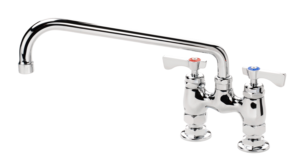 Krowne 15-412L-L-E6 Raised Deck Mount Faucet w/ 12" Swing Spout & Lever Handles - 4" Centers, 2.2 GPM