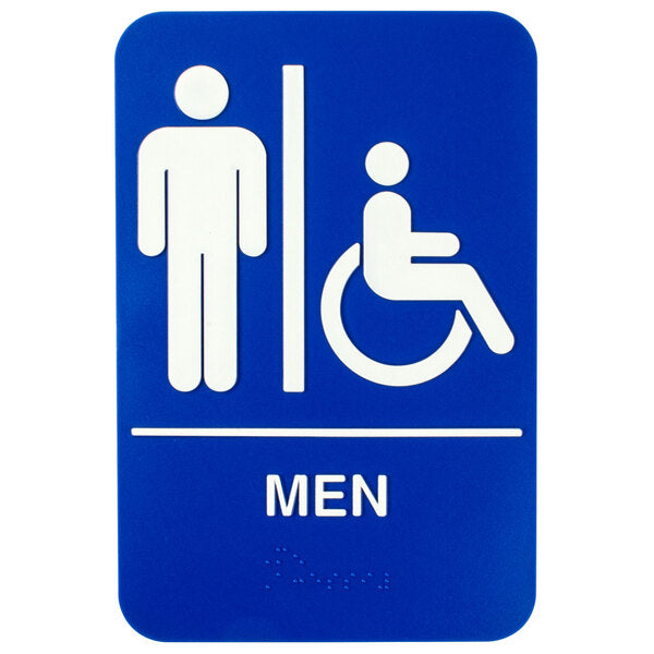 Thunder Group 2084051 ADA Men's Restroom Sign with Braille - Blue and White, 9" x 6"  Rated 4.8 out of 5 stars