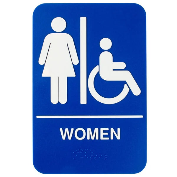 Thunder Group 2084052 ADA Women's Restroom Sign with Braille - Blue and White, 9" x 6"  Rated 4.8 out of 5 stars