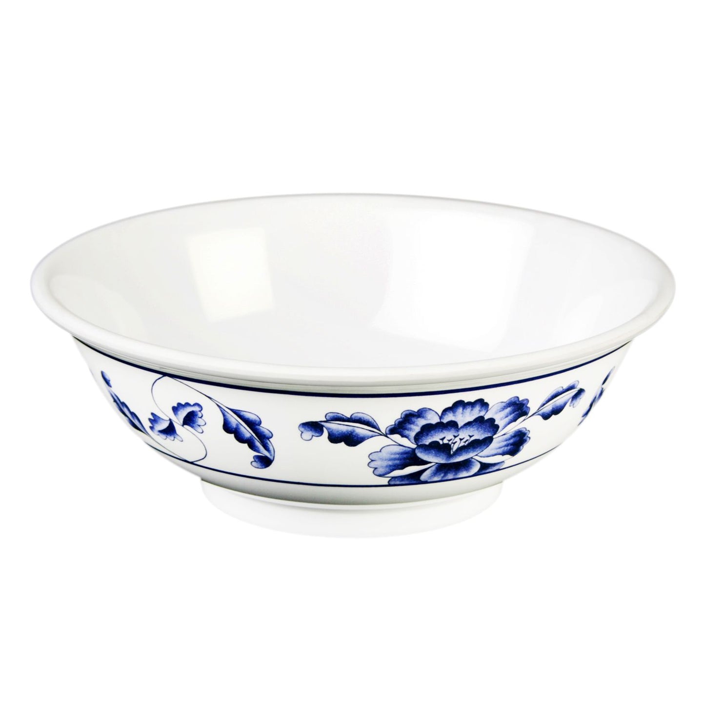 Thunder Group 5060TB 22 oz Round Lotus Bowl - Melamine, White/Blue