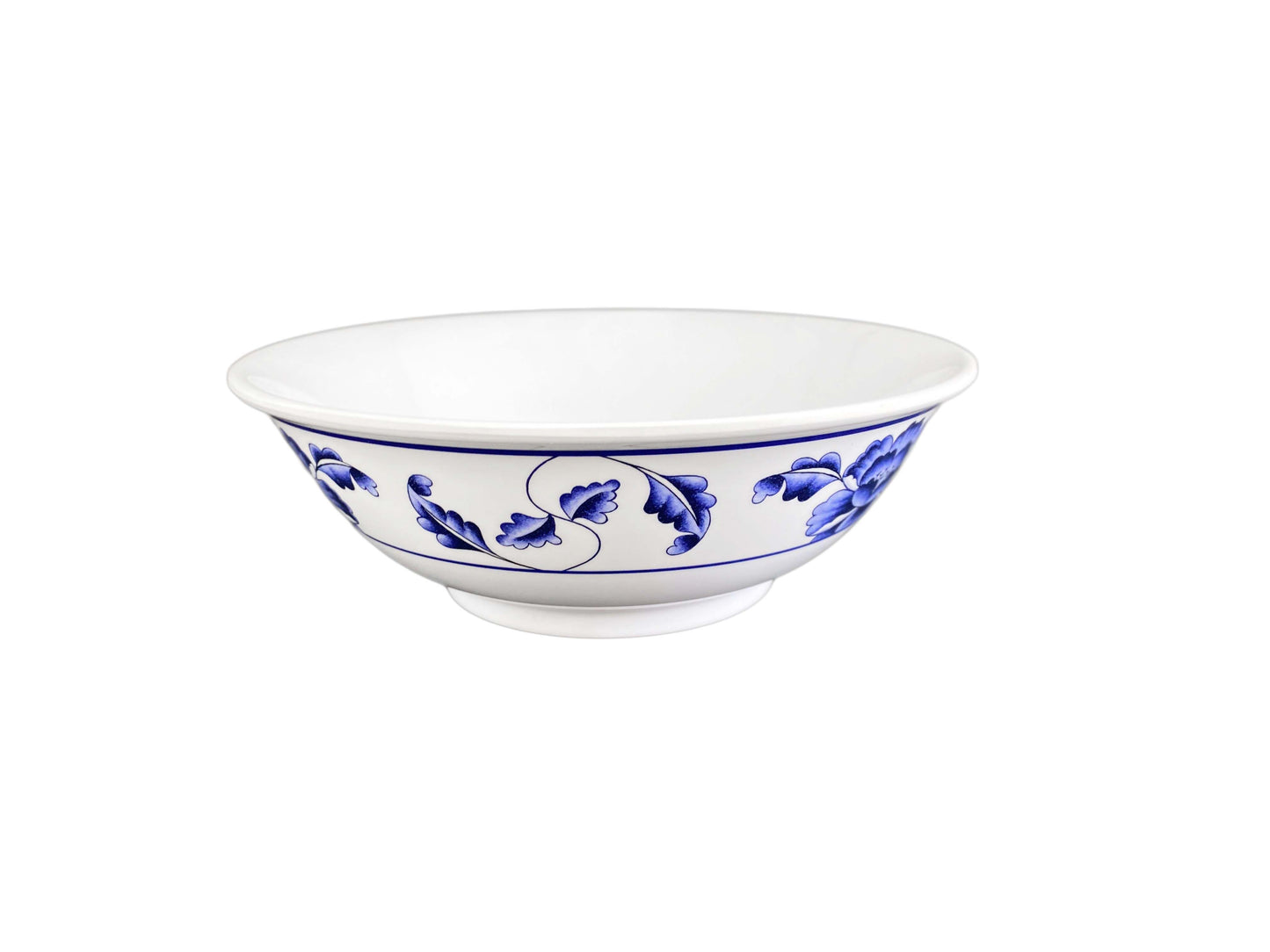 Thunder Group 5070TB 36 oz Round Melamine Bowl, White/Blue