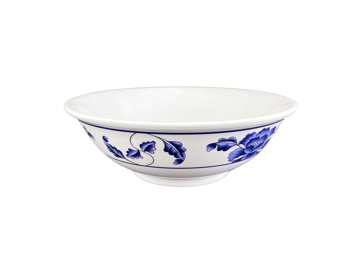 Thunder Group 5075TB 52 oz Round Melamine Bowl, White/Blue