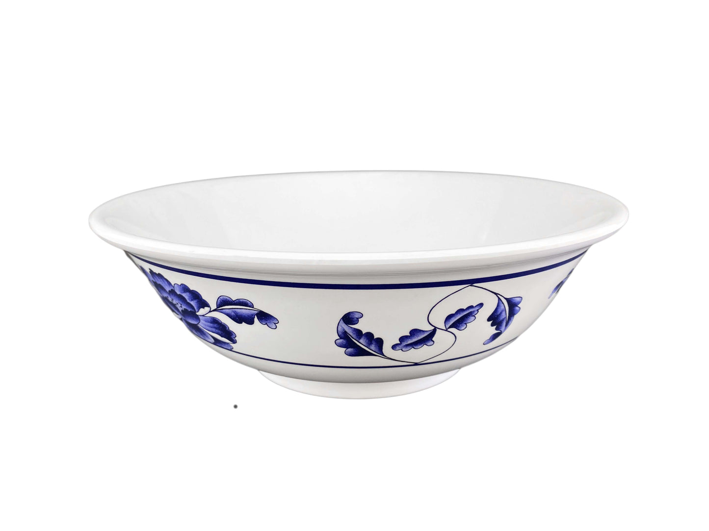 Thunder Group 5095TB 96 oz Round Melamine Bowl, White/Blue