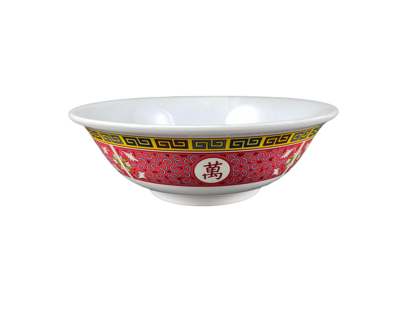 Thunder Group 5095TR 96 oz Round Melamine Bowl, Red/White