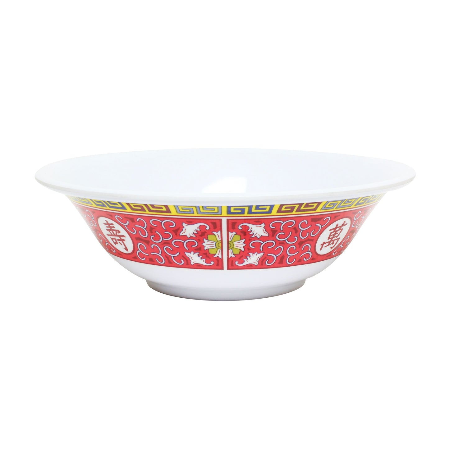 Thunder Group 5108TR 34 oz Round Melamine Bowl, Red/White