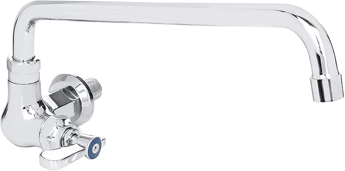 SUNNY CAWF-12 Heavy-Duty Single Wall-Mount Chinese Wok Range Faucet, 12" Swing Spout