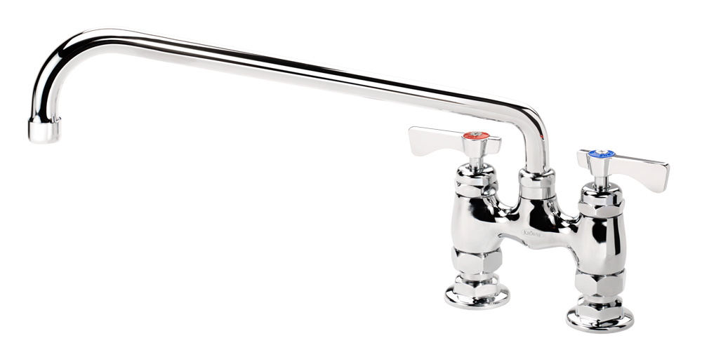 Krowne 15-414L-L-E6 Raised Deck Mount Faucet w/ 14" Swing Spout & Lever Handles - 4" Centers, 2.2 GPM