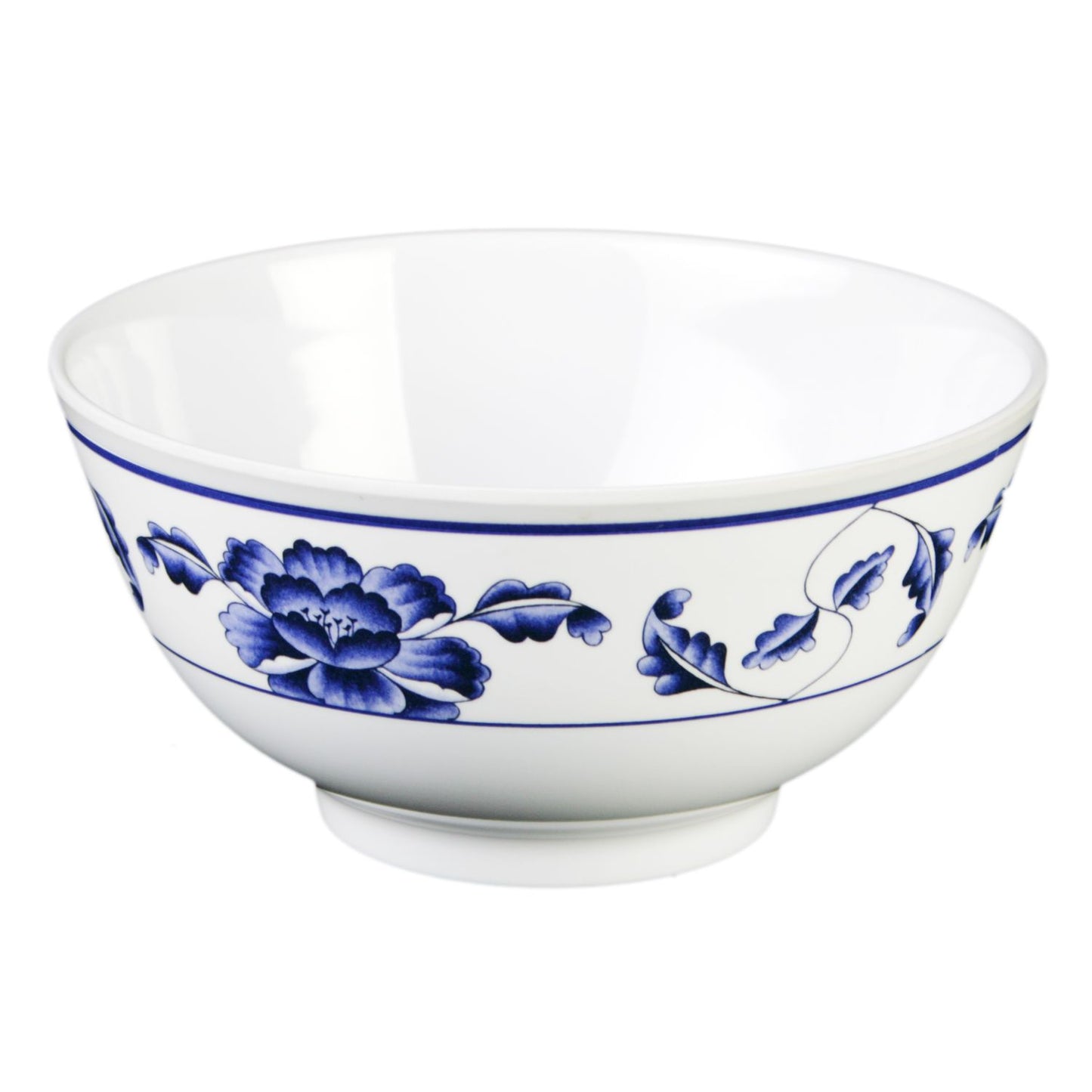 Thunder Group 5206TB 25 oz Melamine Rice Bowl, White/Blue