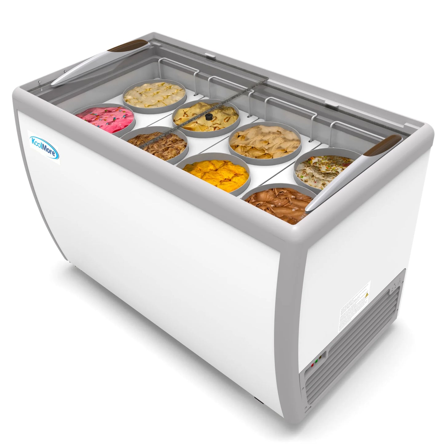 Koolmore KM-ICD-49SD 50 In. Commercial 8 Tub Ice Cream Dipping Cabinet Display Freezer With Sliding Glass Door- 13 Cu Ft.
