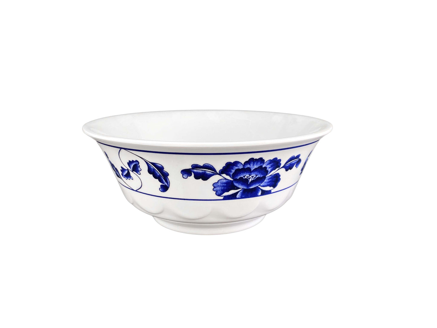 Thunder Group 5275TB 34 oz Round Melamine Bowl, White/Blue