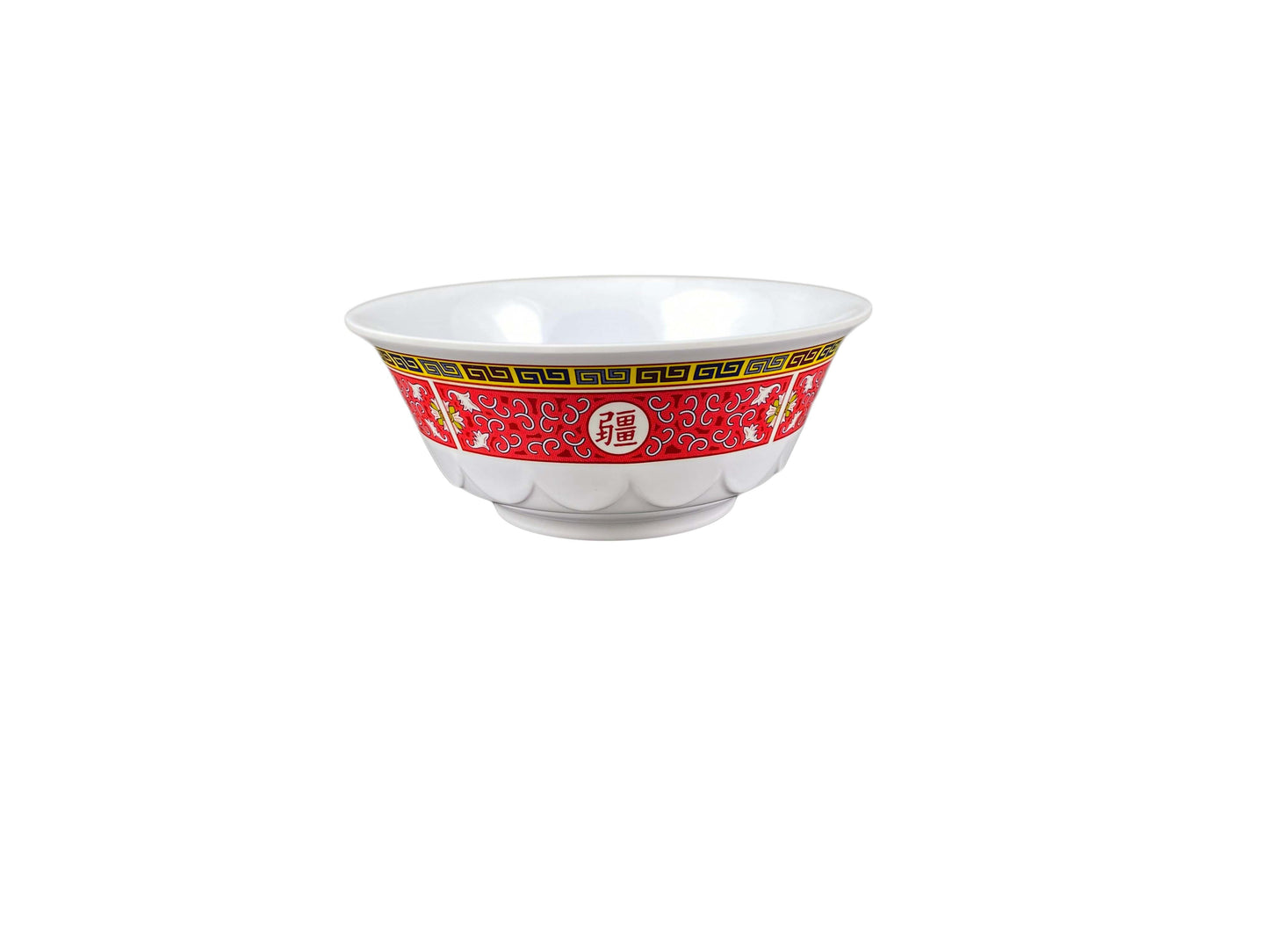 Thunder Group 5275TR 34 oz Round Melamine Bowl, Red/White