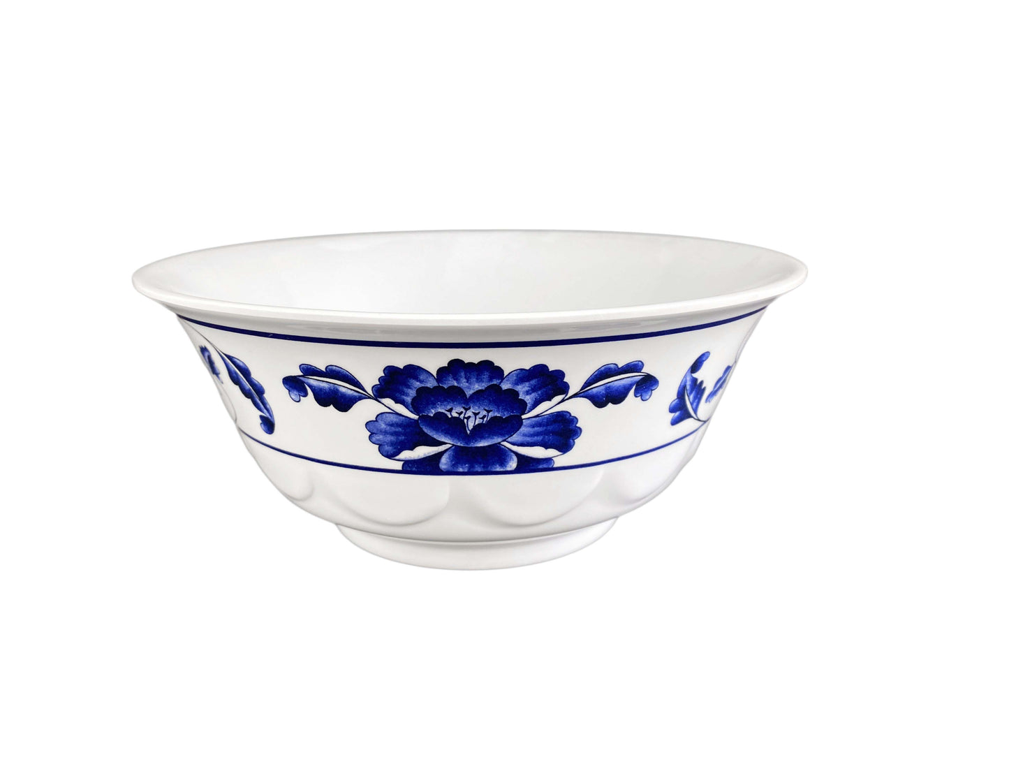 Thunder Group 5285TB 53 oz Round Melamine Bowl, White/Blue