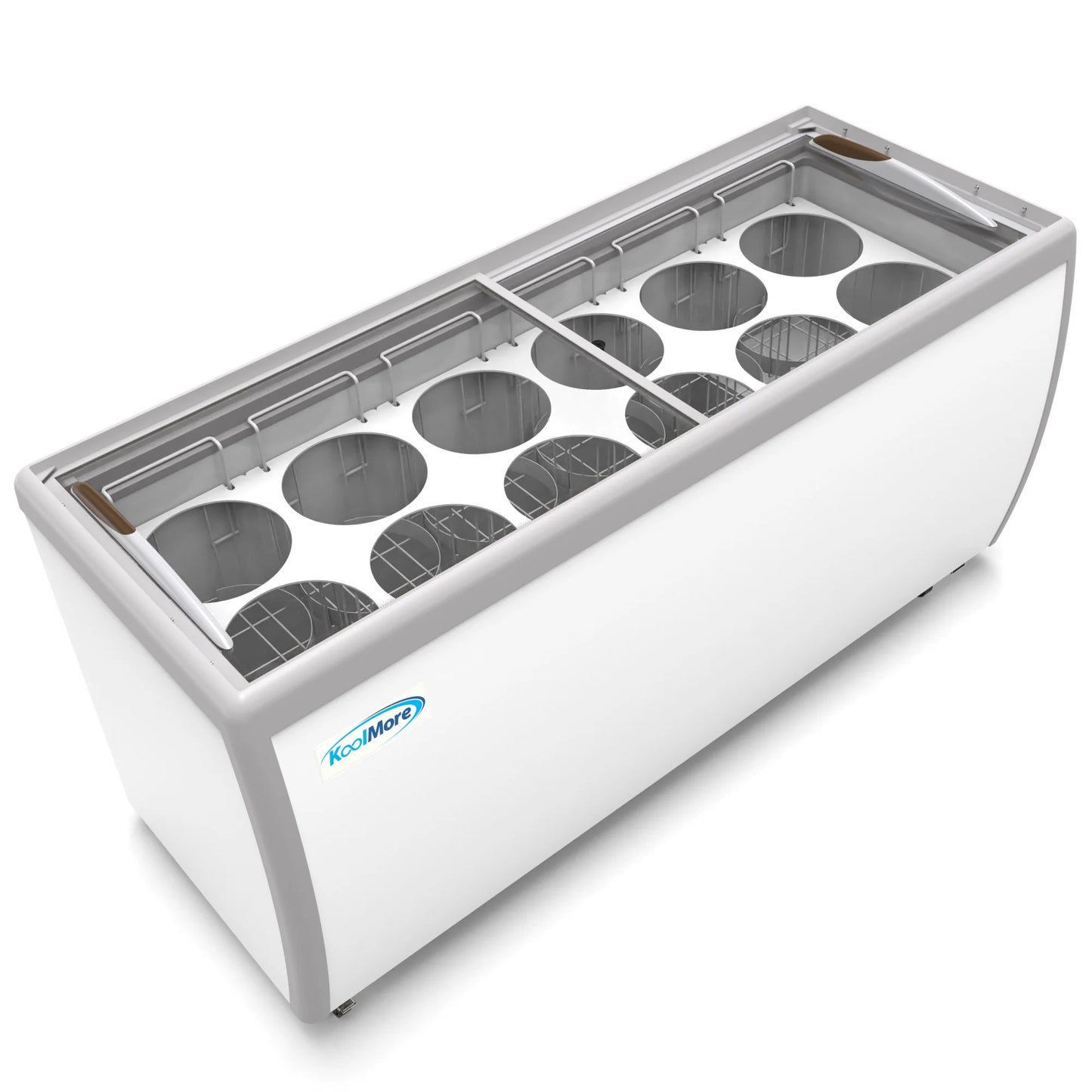 Koolmore KM-ICD-71SD 70 In. Commercial 12 Tub Ice Cream Dipping Cabinet Display Freezer With Sliding Glass Door- 20 Cu Ft.