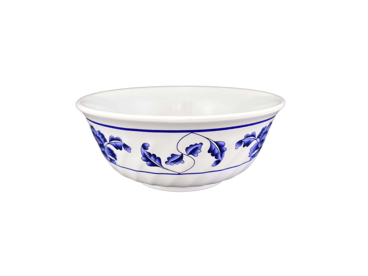Thunder Group 5306TB 21 oz Round Melamine Bowl, White/Blue