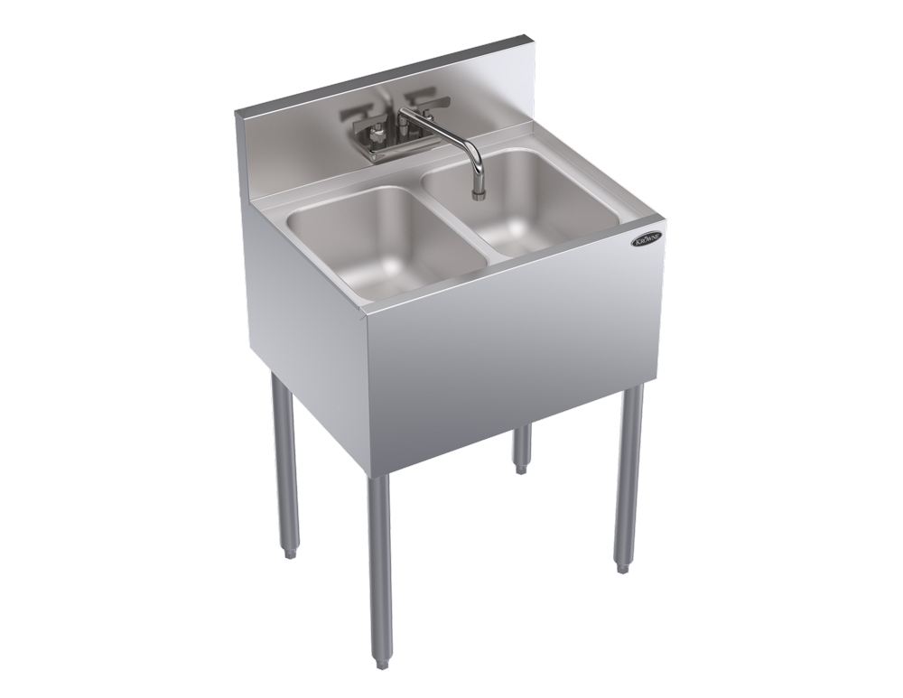 Krowne KR19-22C 24" 2 Compartment Sink w/ 10"W x 14"L Bowl, 10" Deep