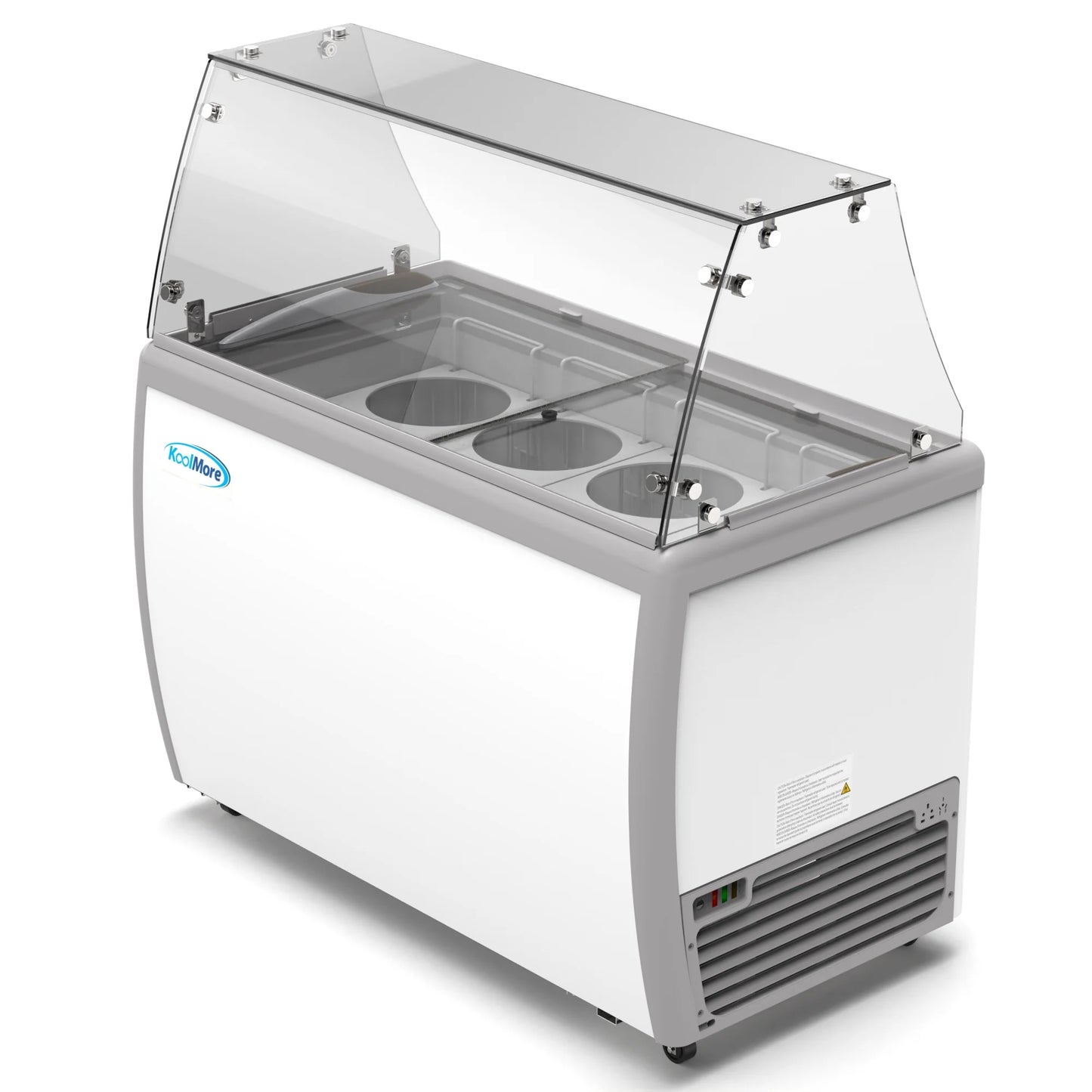 Koolmore KM-ICD-49SD-FG 50 In. Commercial 8 Tub Ice Cream Dipping Cabinet Display Freezer With Sliding Glass Door And Sneeze Guard- 13 Cu Ft.