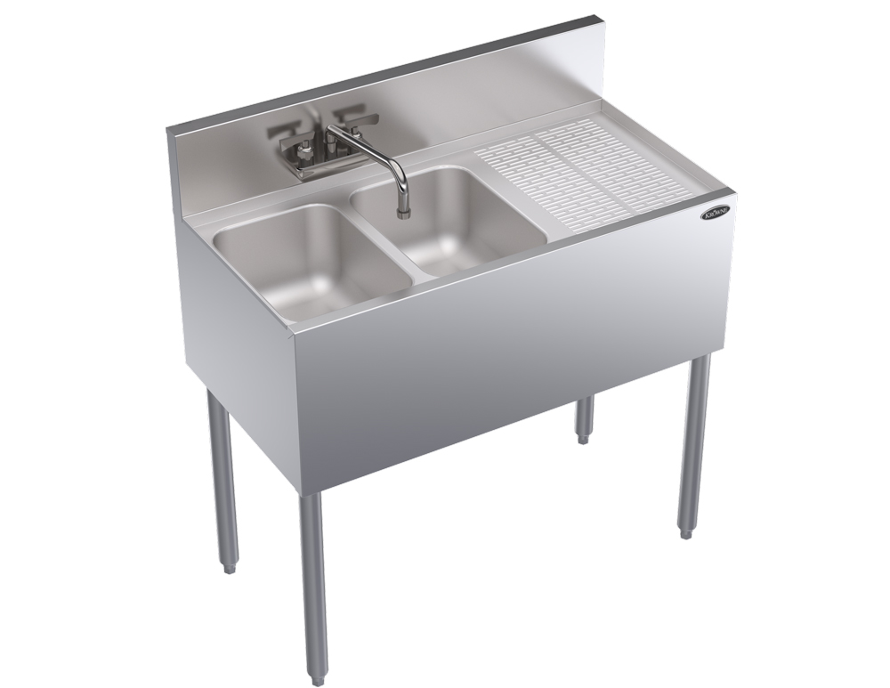 Krowne KR19-32L 36" 2 Compartment Sink w/ 10"W x 14"L Bowl, 10" Deep