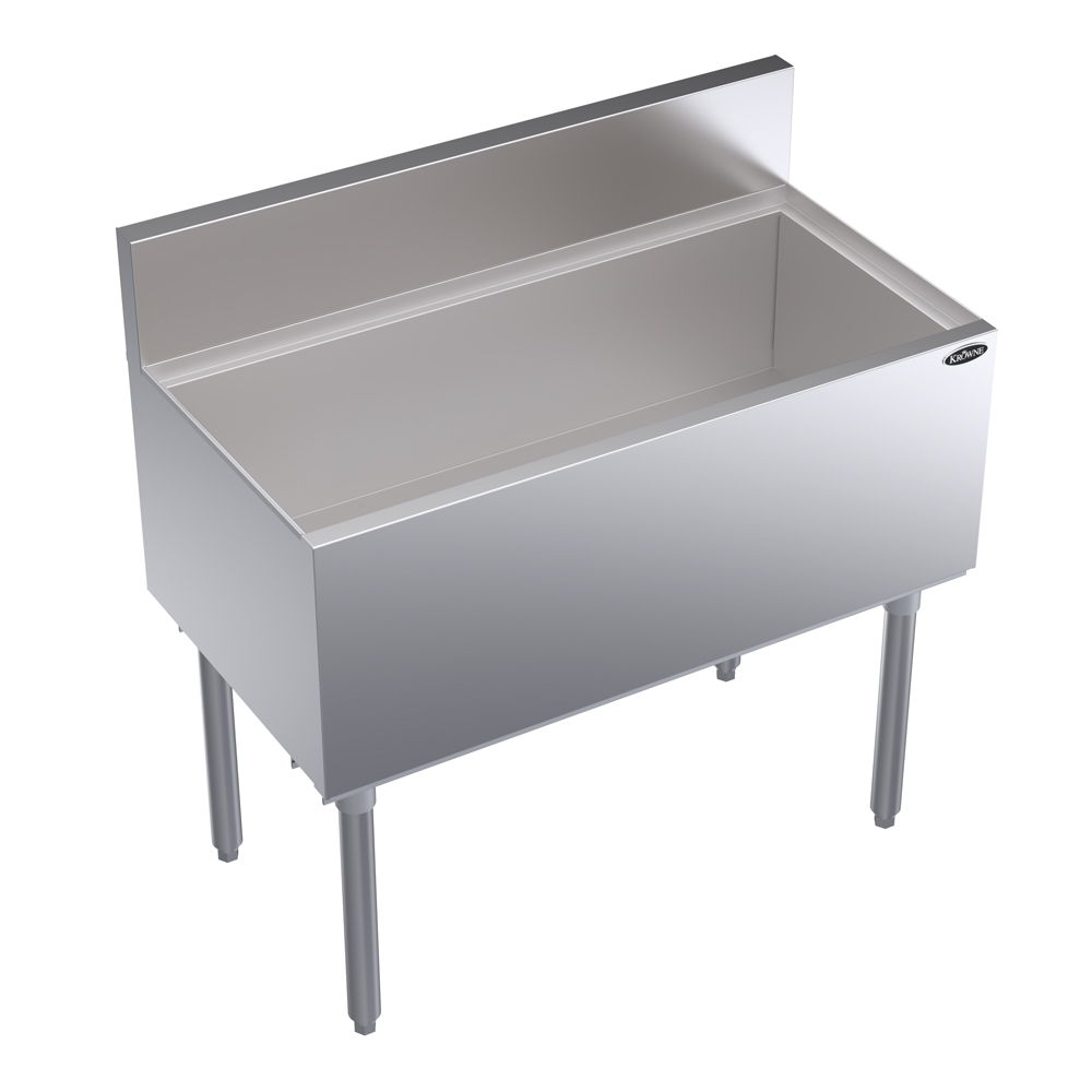 KROWNE KR19-36 Royal Series Cocktail Station with 110 lb Ice Bin, Stainless Steel, 36 inch W x 19 inch D