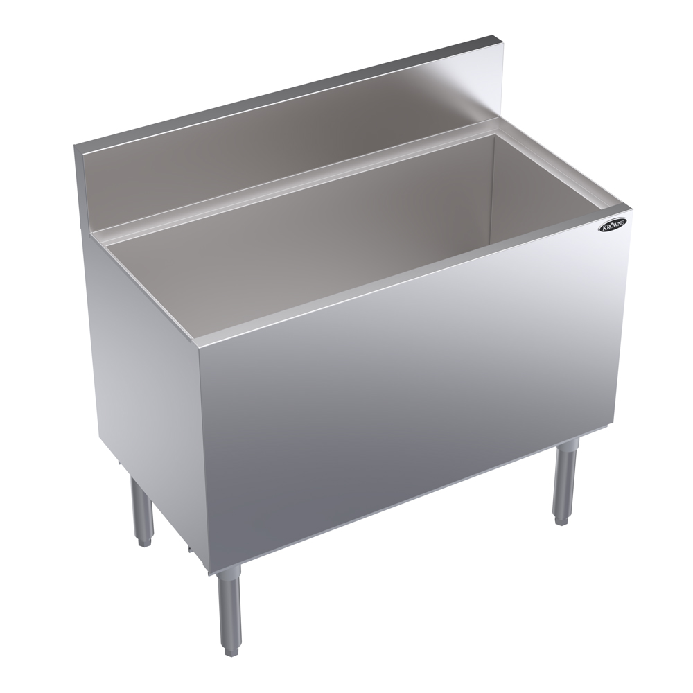 KROWNE KR19-36DP-10 Royal Series Cocktail Station with 146 lb Ice Bin, 10 Circuit Cold Plate, Stainless Steel, 36 inch W x 19 inch D
