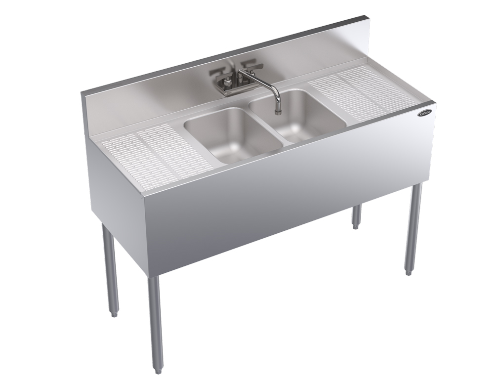 Krowne KR19-42C 48" 2 Compartment Sink w/ 10"W x 14"L Bowl, 10" Deep
