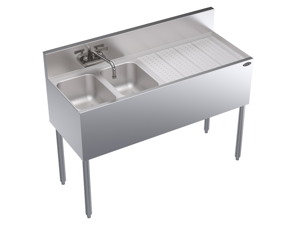 Krowne KR19-42L 48" 2 Compartment Sink w/ 10"W x 14"L Bowl, 10" Deep